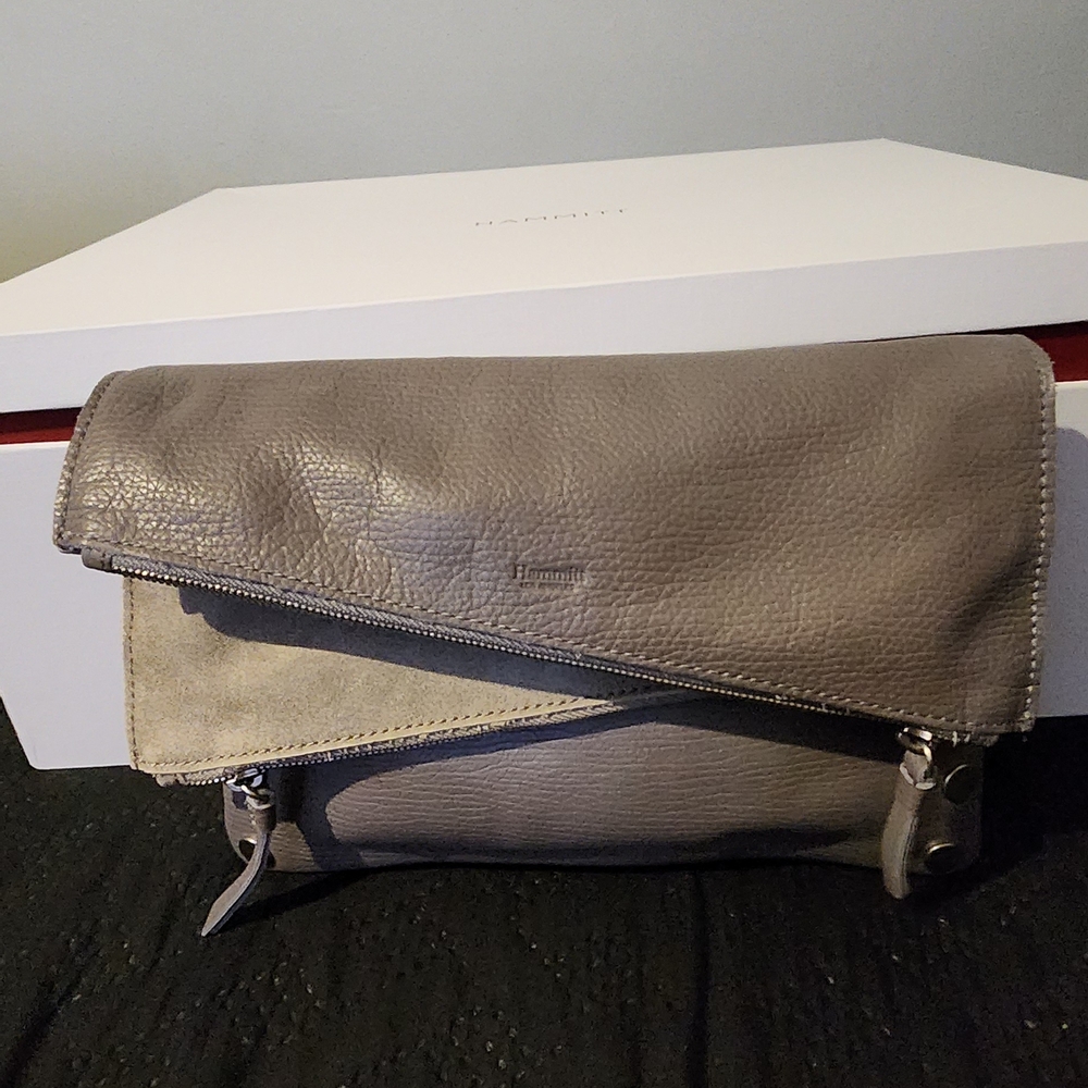 Hammitt Taupe Leather Clutch